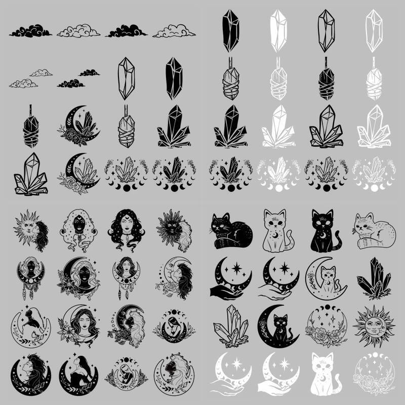 Zwart-wit maan kat cartoon war - Printable Heat Transfer Vinyl recensie en prijs